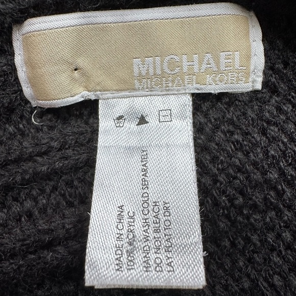 Michael Michael Kors Black Knit Scarf Silver Studded Logo - Picture 4 of 5